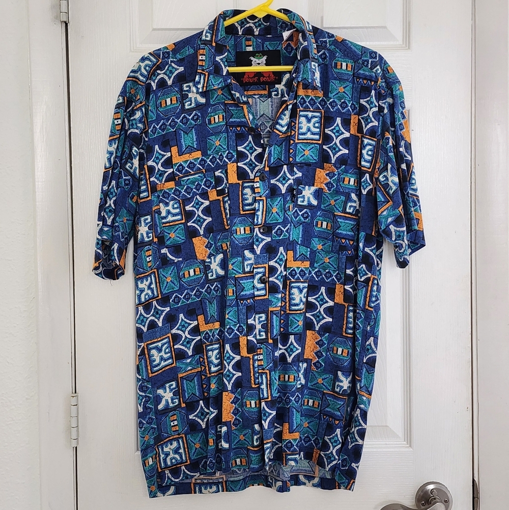 VTG Boxer Boxer Abstract Geometric Button Down Shirt - M